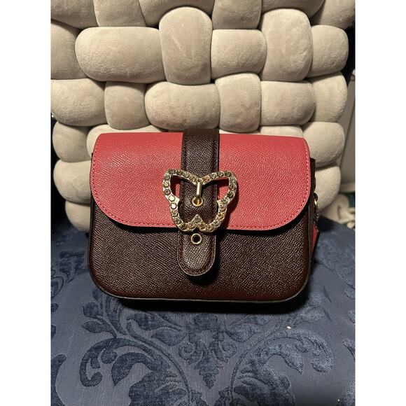 Coach Handbags - Coach Gemma Brown and Pink Jeweled Butterfly Close Crossbody